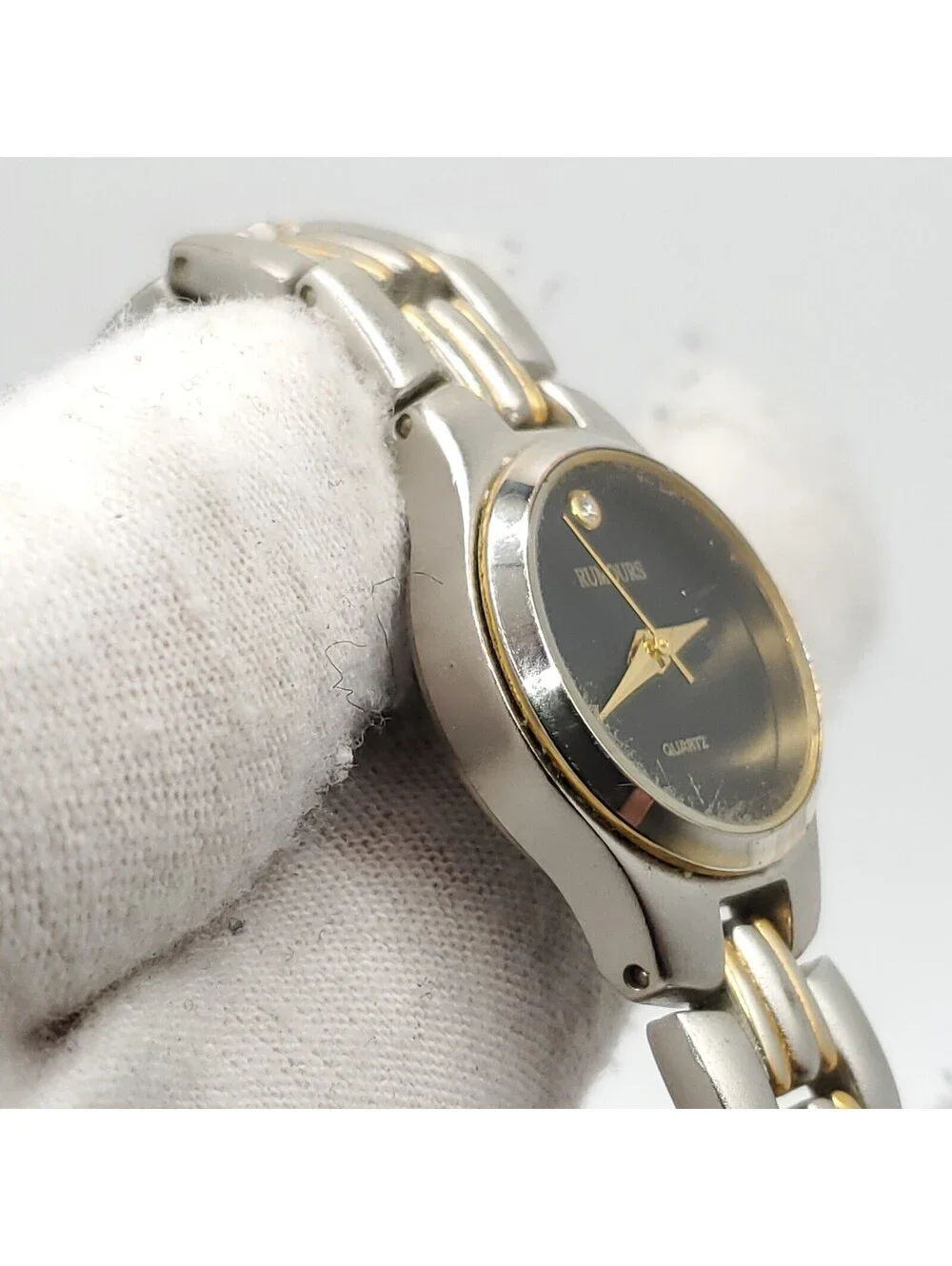 Rumours Quartz Watch Women 22mm Black Dial Two-Tone Round New Battery